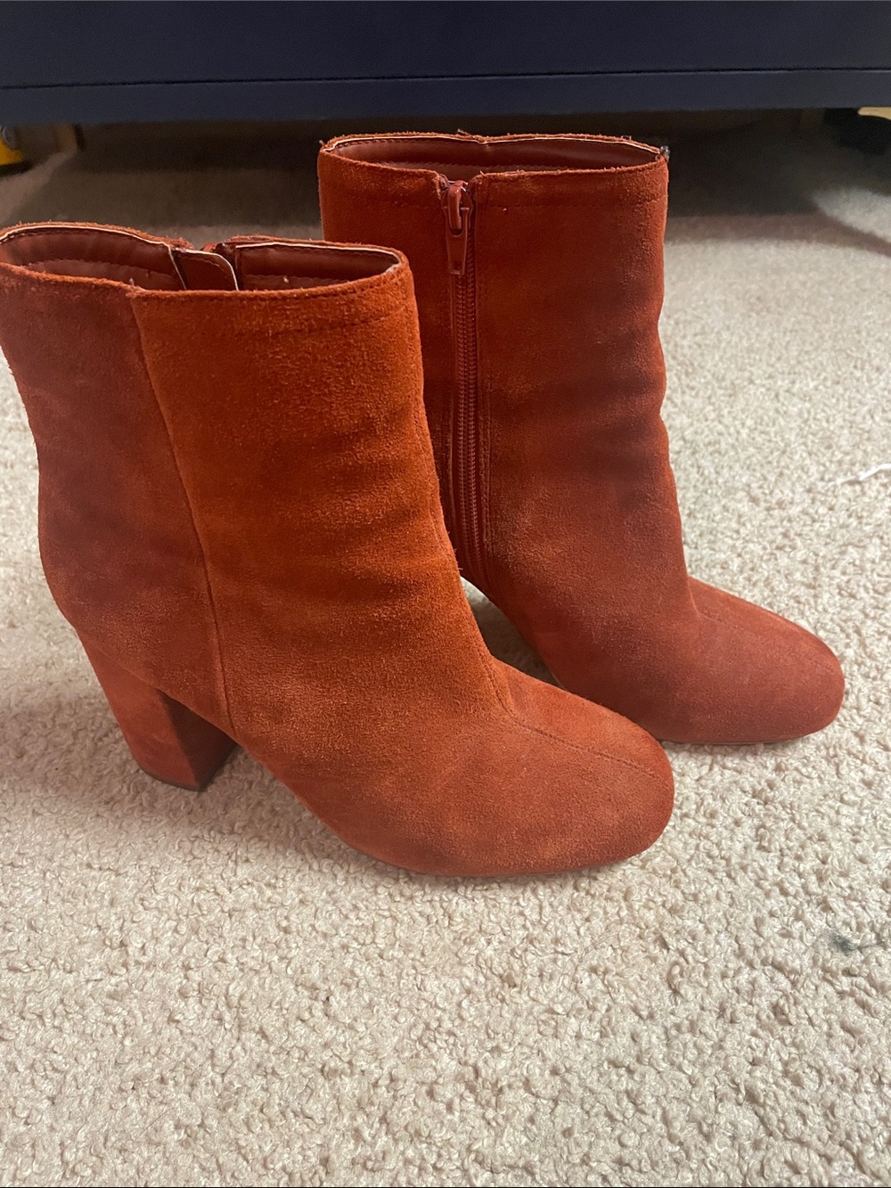 Urban Outfitters Rust Suede Block Heel Ankle Boots